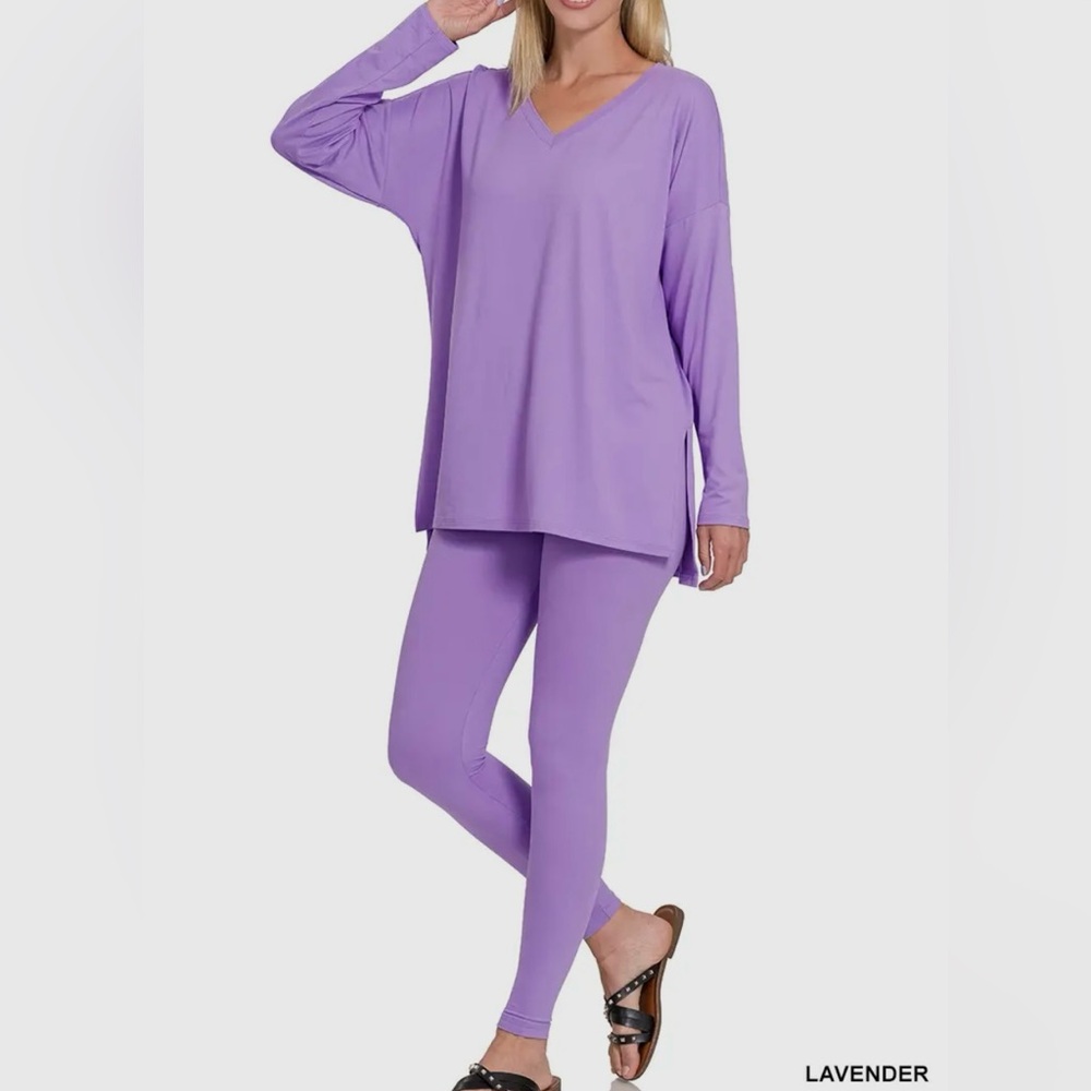 Long sleeve V-neck loungewear set